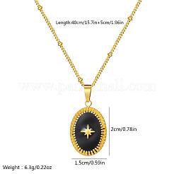 Французские винтажные ожерелья из нержавеющей стали с черной эмалью в форме овала и звездой для женщин ME8505