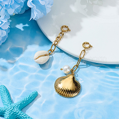 2 шт. 2 стильных подвесных украшений в форме ракушки из нержавеющей стали 304&nbsp;HJEW-GA0001-59