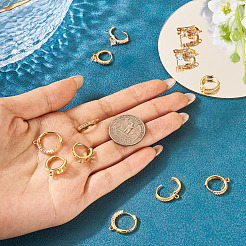 12 шт. 6 стиля латунных микропаве прозрачных кубических циркониевых сережек-колец&nbsp;KK-TA0002-86