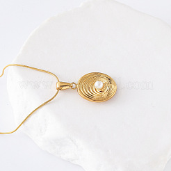 3 шт. ожерелье из нержавеющей стали с многослойной овальной подвеской с ракушечным жемчугом CI3744