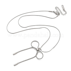 Антикоррозийные ожерелья из нержавеющей стали 304 с подвеской-бантом в виде круглой змеиной цепи для женщин&nbsp;NJEW-Z044-10P