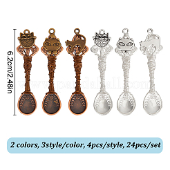 24 шт. 2 цвета 3 стиля сплава большие подвески&nbsp;PALLOY-DR00003