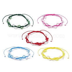 Braccialetti di perline intrecciate con semi di vetro per donna&nbsp;BJEW-MZ00215