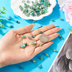 120 шт. 12-х цветные стеклянные перламутровые круглые подвески-соединители PALLOY-TA00261