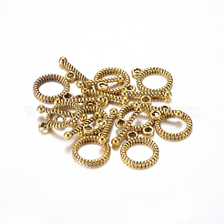 チベット風合金マンテル  カドミウムフリー＆鉛フリー  アンティーク黄金  リング：13x16mm  バー：6x18mm  穴：2mm&nbsp;GAC2016