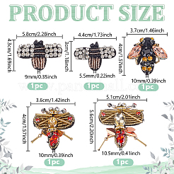 5 шт. 5 стиля нашивок в виде пчелы из страз и фетра DIY-GA0008-84