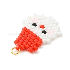 Pendentifs de Noël cylindriques en acier inoxydable 304 et perles de verre&nbsp;PALLOY-MZ01443