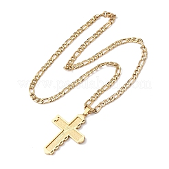 Collane con ciondolo a croce di Gesù in acciaio inossidabile 304&nbsp;NJEW-B153-01G
