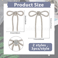 6 шт. 2 стиля броши-банты из сплава со стразами для одежды JEWB-DC0001-25