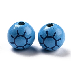 Perles de bois de schima européennes peintes à la bombe&nbsp;WOOD-M004-01