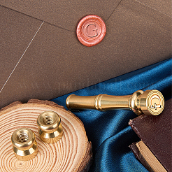 1 шт. золотистые латунные восковые печати с ручками в форме бамбуковых палочек&nbsp;STAM-CP0001-05G