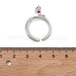 Bagues ouvertes en laiton avec micro pavé de zircones cubiques pour femmes&nbsp;RJEW-L343-05P-01