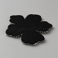 フェルトとラインストーンの刺繍糸、アイロン接着/縫い付けパッチ  布のアップリケ  花  グレー  94x98x9mm&nbsp;PATC-WH0023-30C
