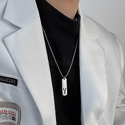 Прямоугольные ожерелья из нержавеющей стали 304 с вырезанными лазером инициалами FS-WG71FEF-25