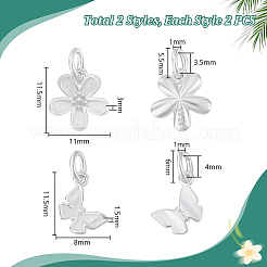 4 шт. 2 стиля 925 подвески из стерлингового серебра с соединительными кольцами и 925 штампа STER-PH0003-44