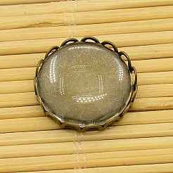 Anciennes supports cabochon laiton bronze rond et plat transparent cabochons de verre transparent&nbsp;KK-X0003-RS
