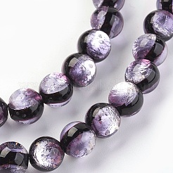 Ручная серебряная фольга стеклянные бусины Lampwork LAMP-P051-M01-12mm