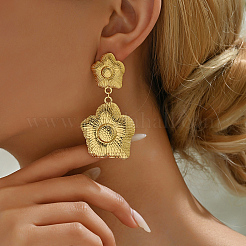 Элегантные серьги-гвоздики с подвесками в виде подсолнуха из нержавеющей стали 201 QQ3962