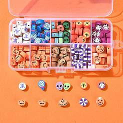 198 шт. 9 стиля бусины из полимерной глины ручной работы на тему Хэллоуина CLAY-FS0001-44