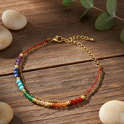 Doppellagige Armbänder mit 7 Chakra-Perlen aus synthetischem Türkis&nbsp;CC9331-1
