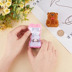 クマ型プラスチック植毛ボックス 2色 2個  中にマット付き  ピアス用  リング  ネックレス収納  ミックスカラー  5.3~5.5x4.4~4.6x3.7~3.8cm  1pc /カラー&nbsp;CON-GF0001-09