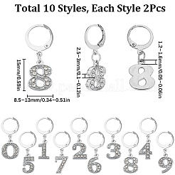 Маркеры для подвесок из сплава со стразами номер 0~9 HJEW-SC00012