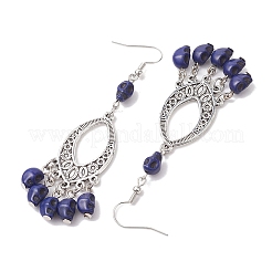 Серьги с подвесками из синтетической бирюзы и сплава&nbsp;EJEW-JE05890-04