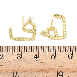 Orecchini a bottone in ottone con micro pavé di zirconi cubici trasparenti&nbsp;EJEW-G452-05G
