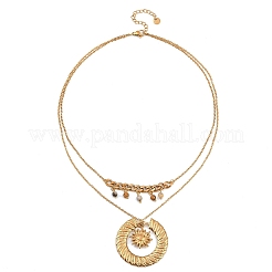 Подвеска из нержавеющей стали 304 с солнцем и круглым натуральным агатом&nbsp;NJEW-K252-13G