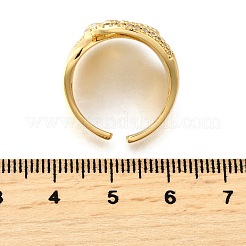 Латунные микропаве кубические цирконии регулируемые открытые манжеты кольца для женщин&nbsp;RJEW-K292-07G