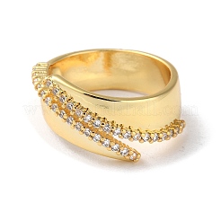 Стойка покрытие латунь микро паве кубический цирконий открытые манжеты кольца RJEW-M158-05G