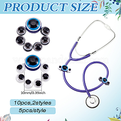 10 pendentif stéthoscope en résine œil maléfique bicolore (2 pièce)&nbsp;HJEW-ME00155