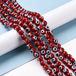 Handgefertigte Murano bösen Blick runde Perle Stränge&nbsp;LAMP-L055-8mm-20