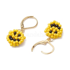 Улыбающееся лицо 304 нержавеющая сталь стеклянные бусины серьги с застежкой-молнией&nbsp;EJEW-MZ00423