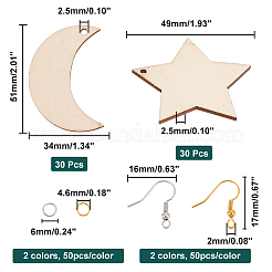 Набор для самостоятельного изготовления сережек-подвесок в виде луны и звезды&nbsp;DIY-PH0013-43