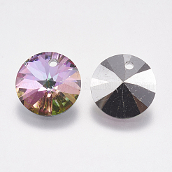 カット加工ガラスラインストーンチャーム  模造オーストリアのクリスタル  コーン  火山  10x4.5mm  穴：1mm&nbsp;RGLA-F049-10mm-001VO