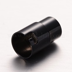 コラム 304 ステンレススチール ロックチューブ マグネット留め具  電気泳動黒  18x8mm  穴：6mm&nbsp;X-STAS-I045-12-6mm