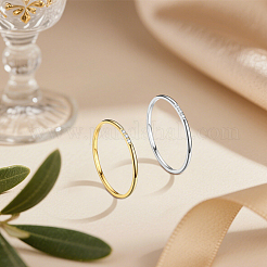 6 шт. 2 цвета 304 нержавеющая сталь стразы простые кольца для женщин RJEW-GO0001-20