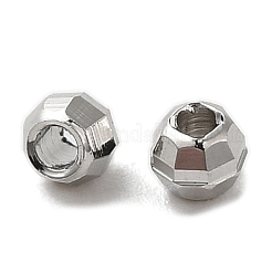 真鍮製スペーサービーズ  多面カット  バレル  プラチナメッキ  3x2.3mm  穴：1.2mm&nbsp;KK-P249-02B-P
