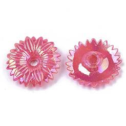 プラスチックビーズキャップのように不透明  メッキABカラー  パールカラーの  マルチ花弁  花  ミックスカラー  34x8mm  穴：4.5mm  約300個/500g&nbsp;MACR-T039-007