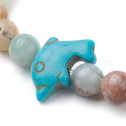 Эластичные браслеты из круглых натуральных цветов амазонита диаметром 8 мм&nbsp;BJEW-JB10217-03