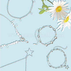 Многослойные ожерелья и многорядные браслеты из цинкового сплава в форме звезды для женщин&nbsp;SJEW-SC0001-03
