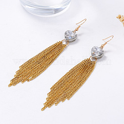 Pendientes colgantes de borla de aleación con circonitas cúbicas transparentes para mujer&nbsp;WG395D2-01