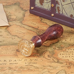 Поделки письмо записки латунь сургучная печать штампы и деревянная ручка AJEW-P068-B04