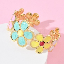 Brazaletes de latón esmaltado multicolor para mujer&nbsp;BJEW-G787-02G-02