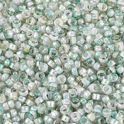 焼付塗装ガラスシードビーズ  ロンデル  丸い穴  ライトシアン  2.5x1.5mm  穴：1~1.2mm  約25000個/ポンド&nbsp;SEED-Q041-03A-02
