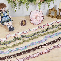 6m 6色コットンリボン  シフォンプリーツレーストリムドレス  ミックスカラー  1-1/8インチ（28mm）  1m /カラー&nbsp;OCOR-NB0002-90A