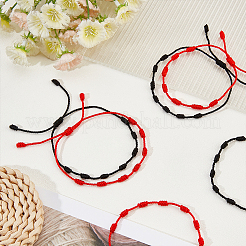 6шт. набор браслетов из плетеного шнура из шерсти 2 цветов BJEW-AN0001-24
