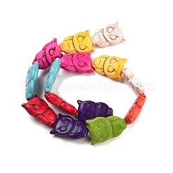 Нити синтетических бирюзовых бусин сова TURQ-I010-28