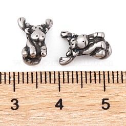 304ステンレススチールビーズ  鹿  アンティークシルバー  11x8x6mm  穴：2mm&nbsp;STAS-G334-05AS
